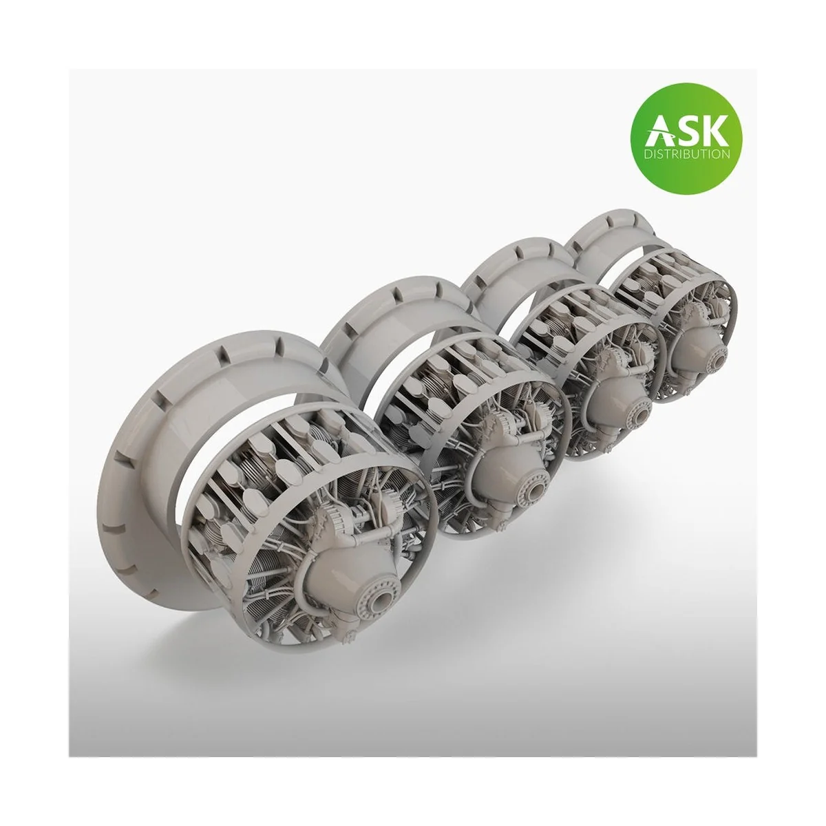 B-29 engine set - Wright R-3350-57, 4 pc. set, ASK 200-A48070 - Art...