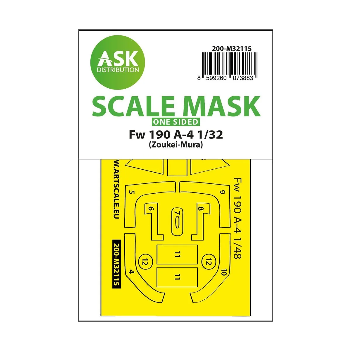 Fw 190A-4 one-sided express fit mask for Zoukei-Mura - Art Scale Ki...