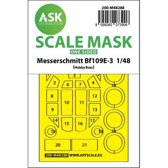 Bf 109E-3 one-sided express fit mask for Hobby Boss, 1/48 - Art Sca...