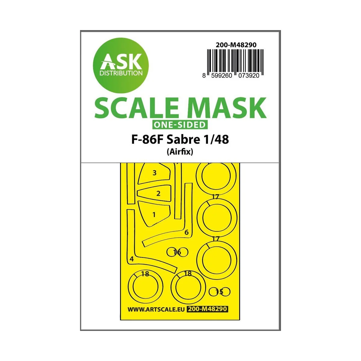 F-86F Sabre one-sided express fit mask for Airfix - Art Scale Kit 2...