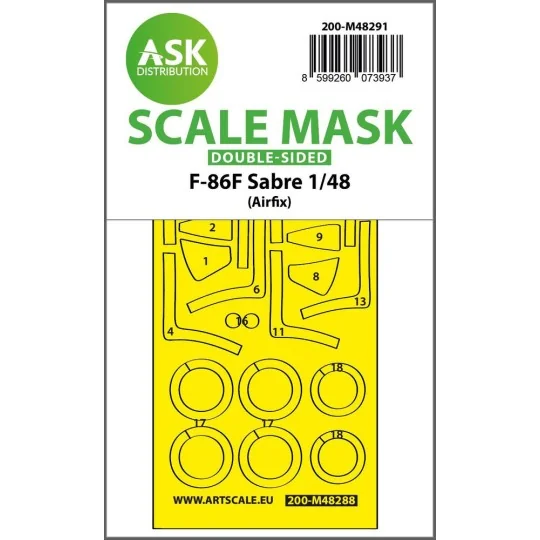 F-86F Sabre double-sided express fit mask for Airfix, 1/48 - Art Sc...