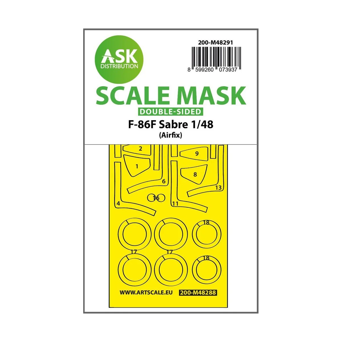 F-86F Sabre double-sided express fit mask for Airfix - Art Scale Ki...