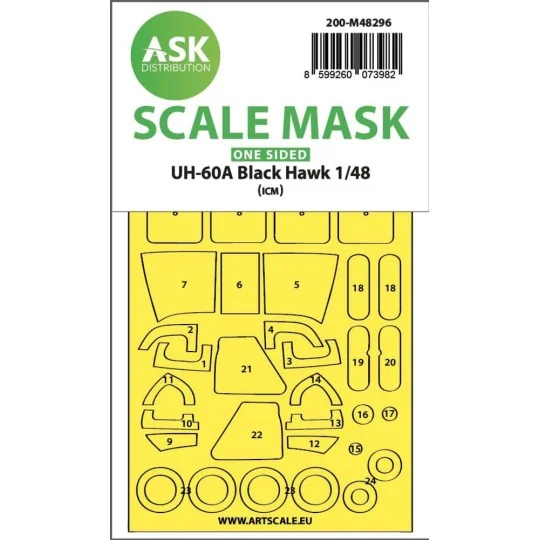 UH-60A Black Hawk one-sided express fit mask for ICM, 1/48 - Art Sc...
