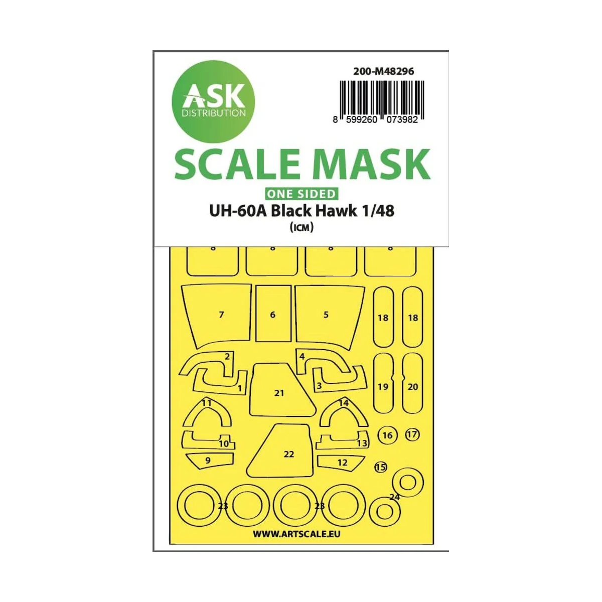 UH-60A Black Hawk one-sided express fit mask for ICM - Art Scale Ki...