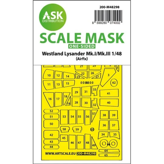 Lysander Mk.I / Mk.III one-sided express fit mask for Airfix - Art ...