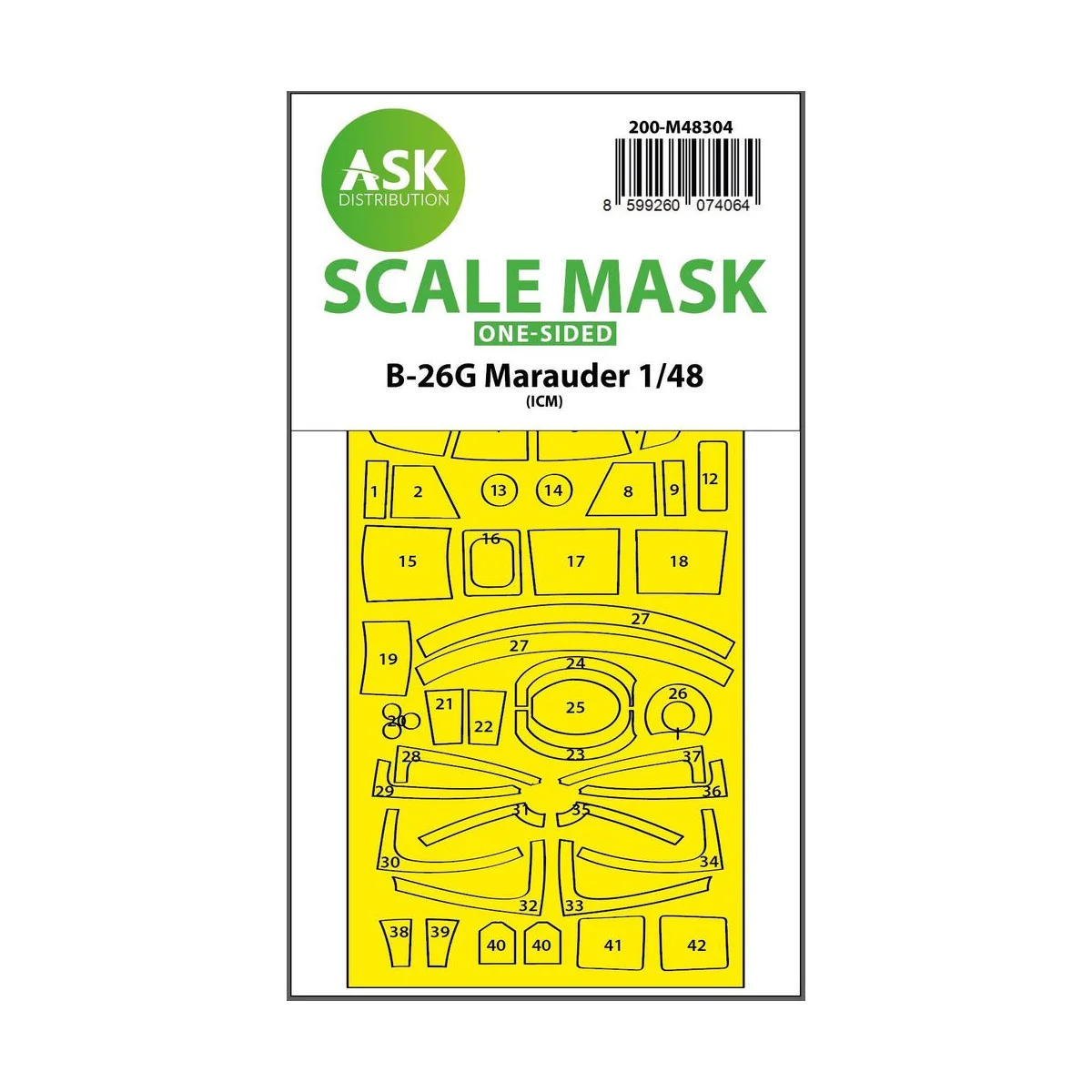 B-26G Marauder one-sided express fit mask for ICM, 1/48 - Art Scale...