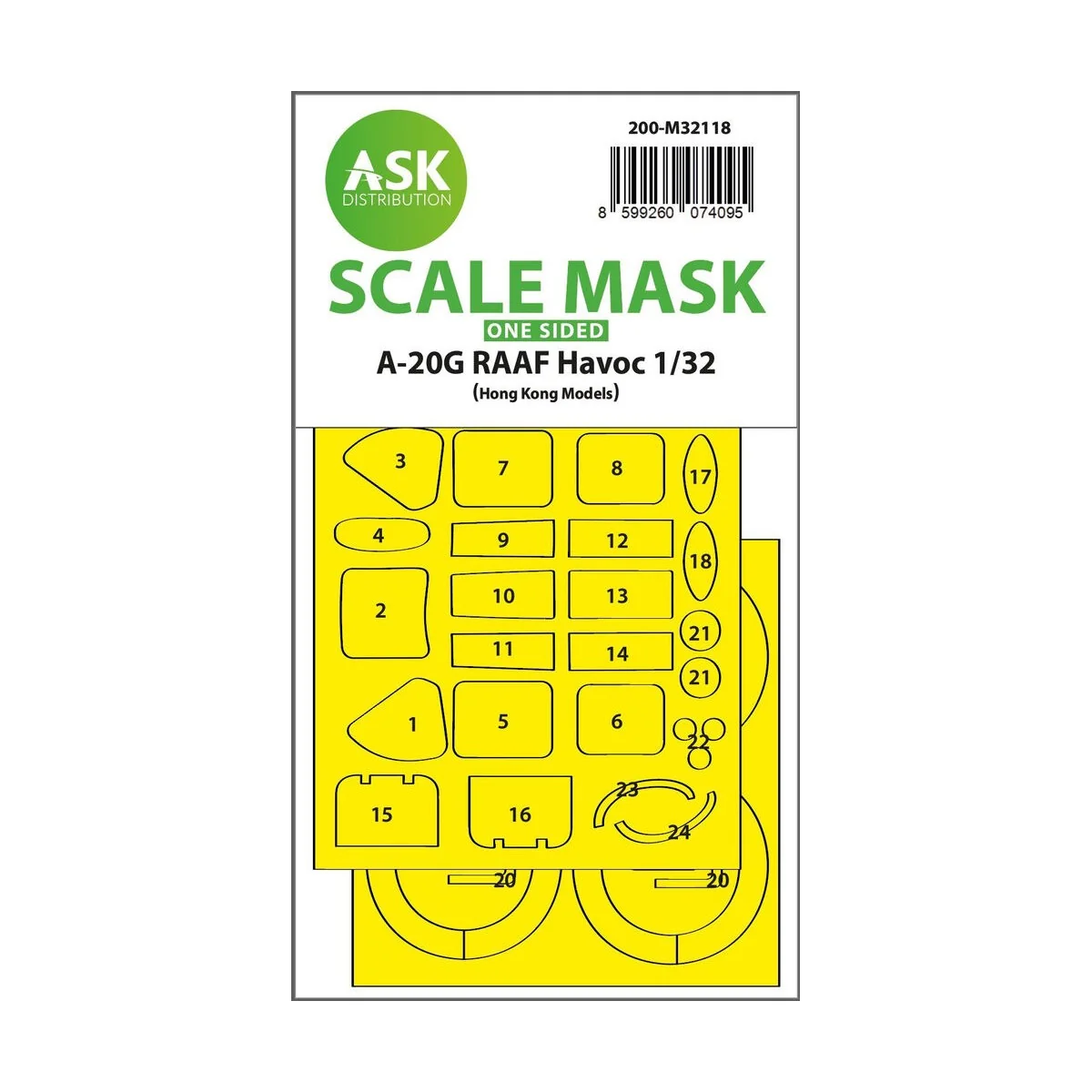 A-20G RAAF Havoc one-sided express fit mask for HK Models, 1/32 - A...