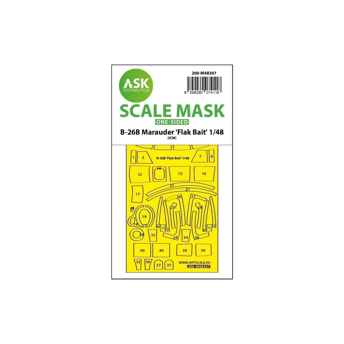 B-26B Marauder Flak Bait one-sided express fit mask for ICM - Art S...