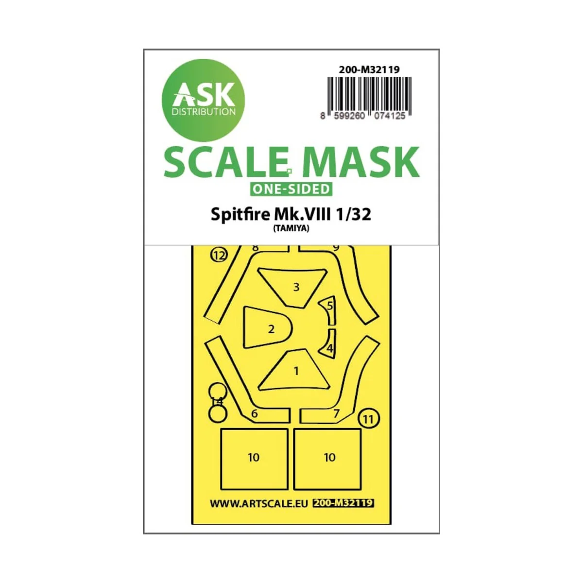 Spitfire Mk.VIII one-sided express fit mask for Tamiya - Art Scale ...