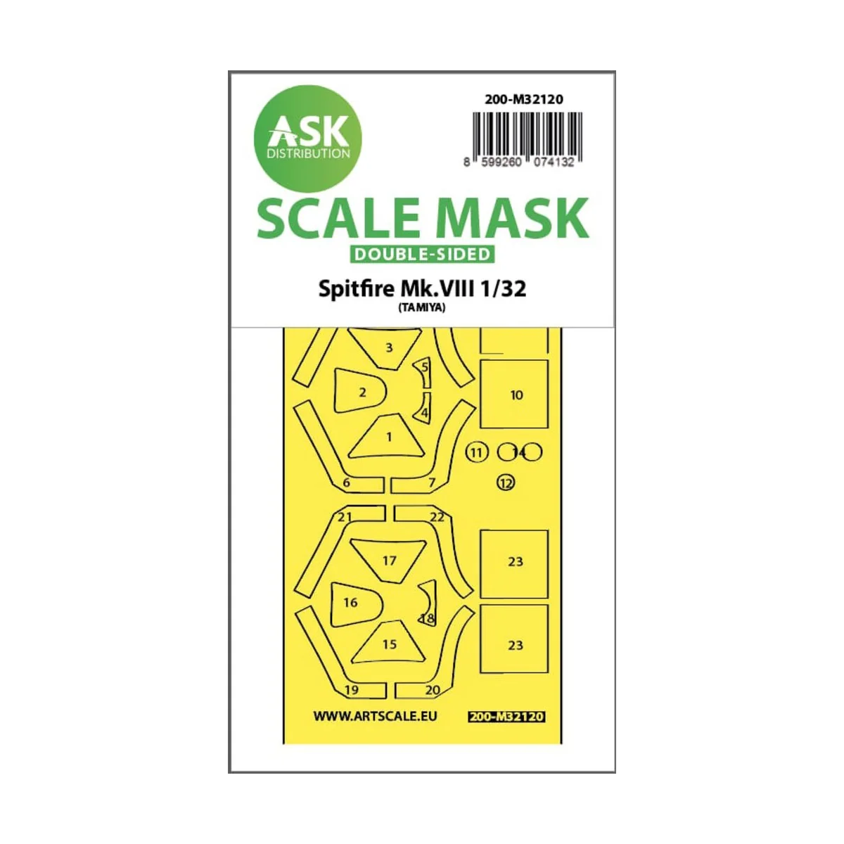 Spitfire Mk.VIII double-sided express fit mask for Tamiya - Art Sca...