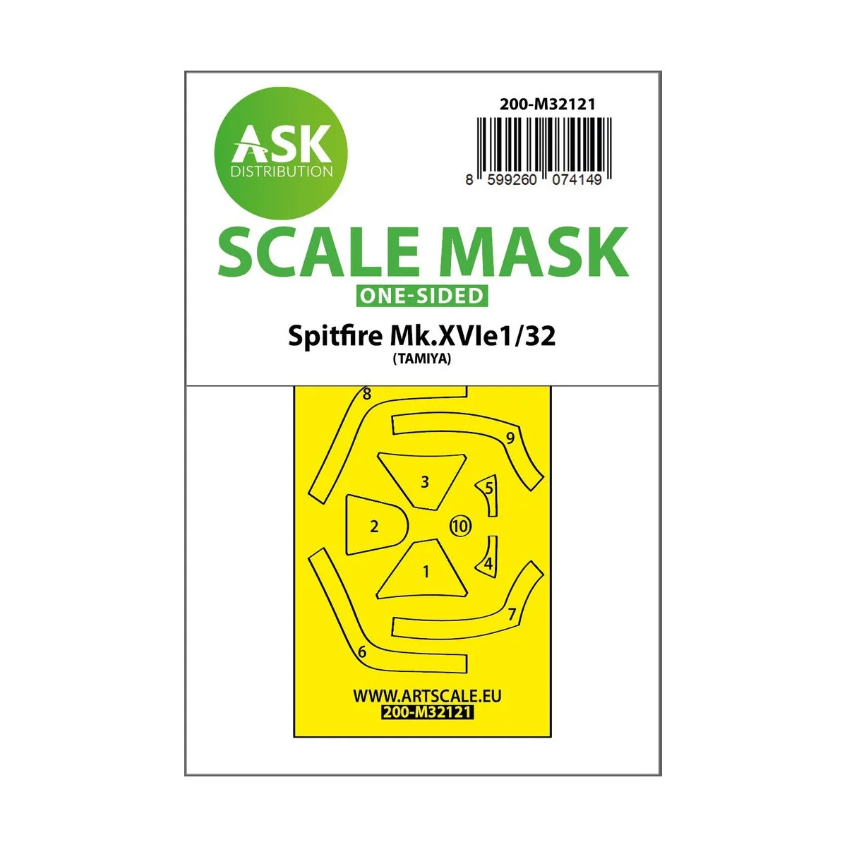 Spitfire Mk.XVIe one-sided express fit mask for Tamiya, 1/32 - Art ...