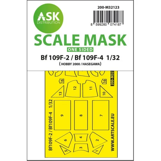 Bf 109F-2 / Bf 109F-4 one-sided express fit mask for Hasegawa / Hob...