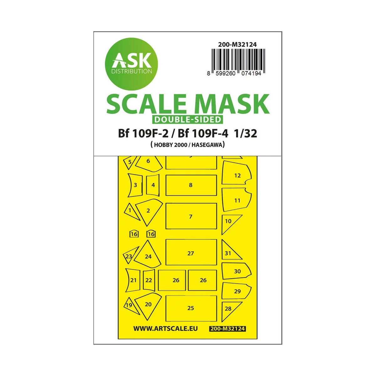 Bf 109F-2 / Bf 109F-4 double-sided express fit mask for Hasegawa / ...