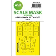 A6M2b Model 21 Zero one-sided express fit mask for Tamiya - Art Sca...