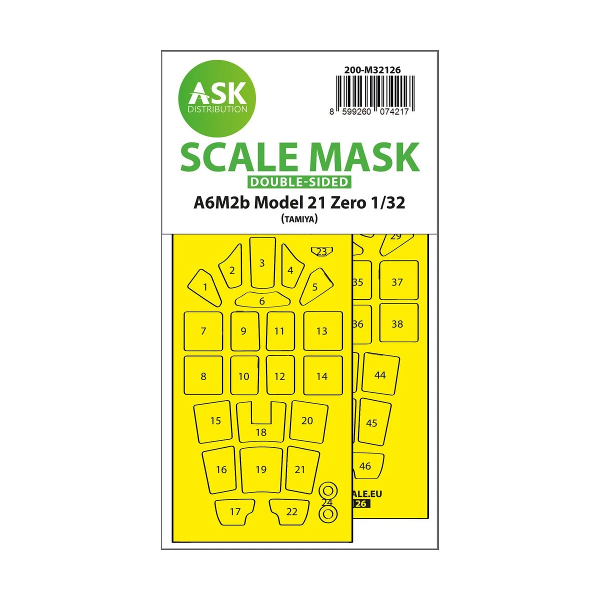 A6M2b Model 21 Zero double-sided express fit mask for Tamiya, 1/32 ...