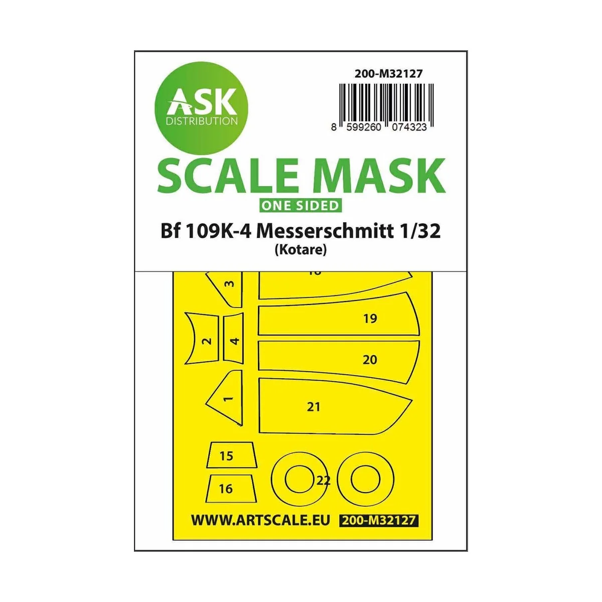 Bf 109K-4 one-sided express fit mask for Kotare - Art Scale Kit 200...