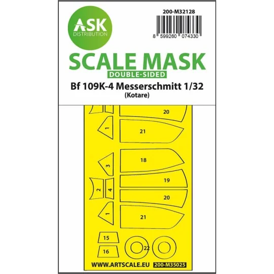 Bf 109K-4 double-sided express fit mask for Kotare, 1/32 - Art Scal...