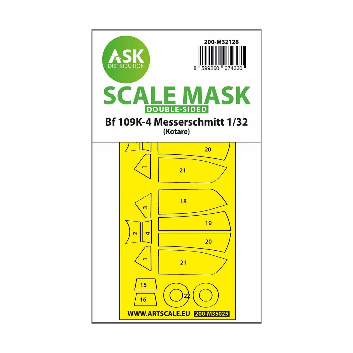 Bf 109K-4 double-sided express fit mask for Kotare, 1/32 - Art Scal...