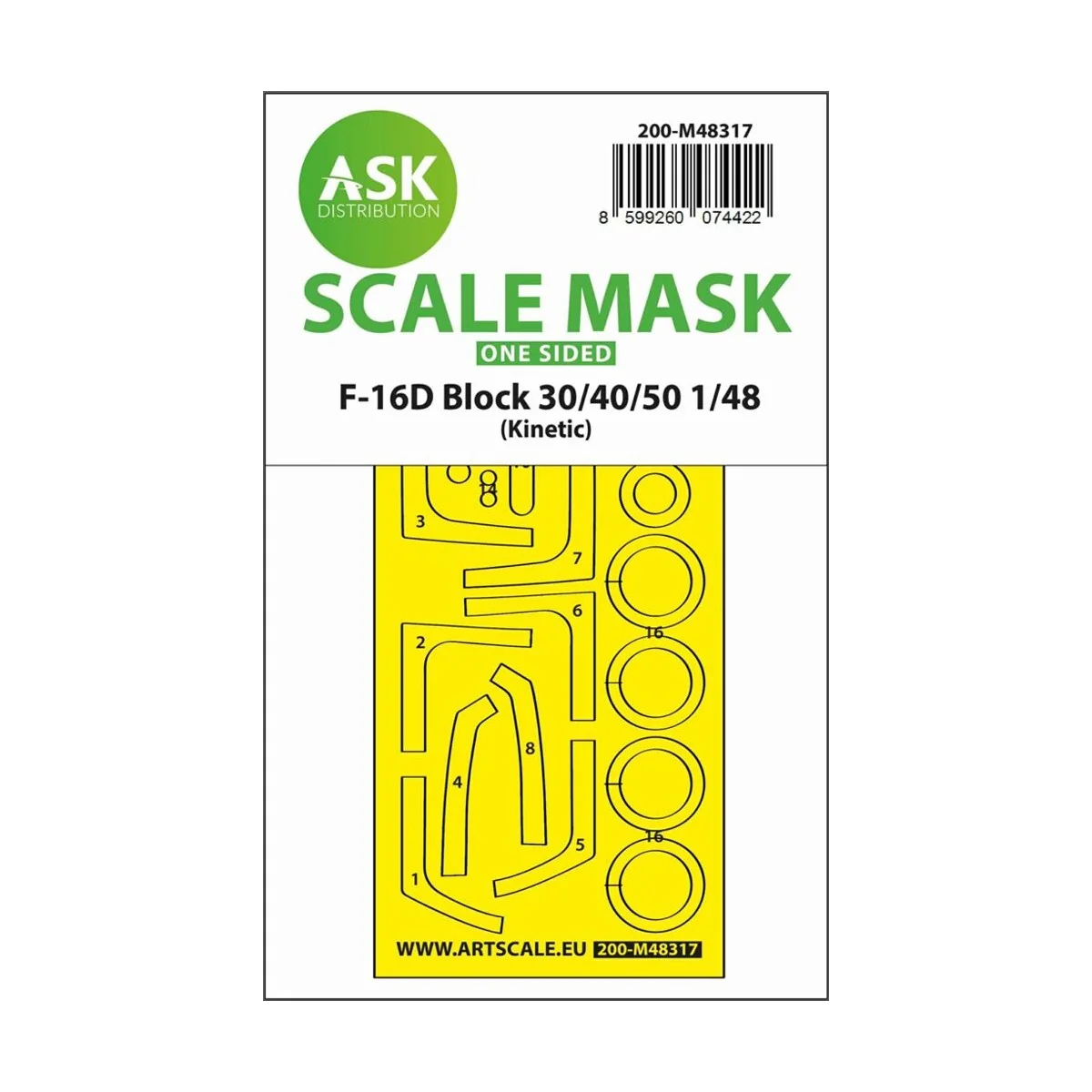 F-16D Block 30/40/50 one-sided fit and self adhesive express mask f...
