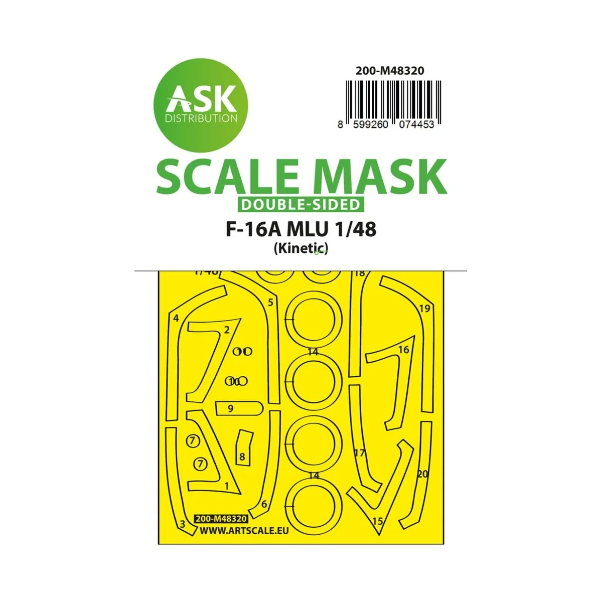 F-16A MLU double-sided fit and self adhesive express mask for Kinet...