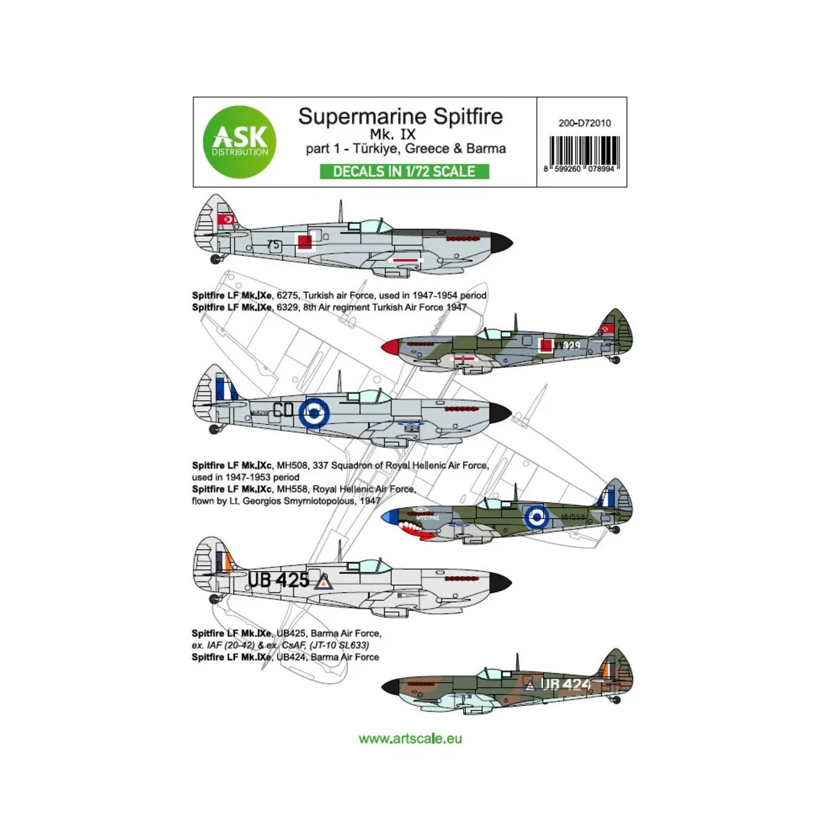 Spitfire Mk.IXc and Mk.IXe part 1 - Greece, Türkiye, Burma - Art Sc...