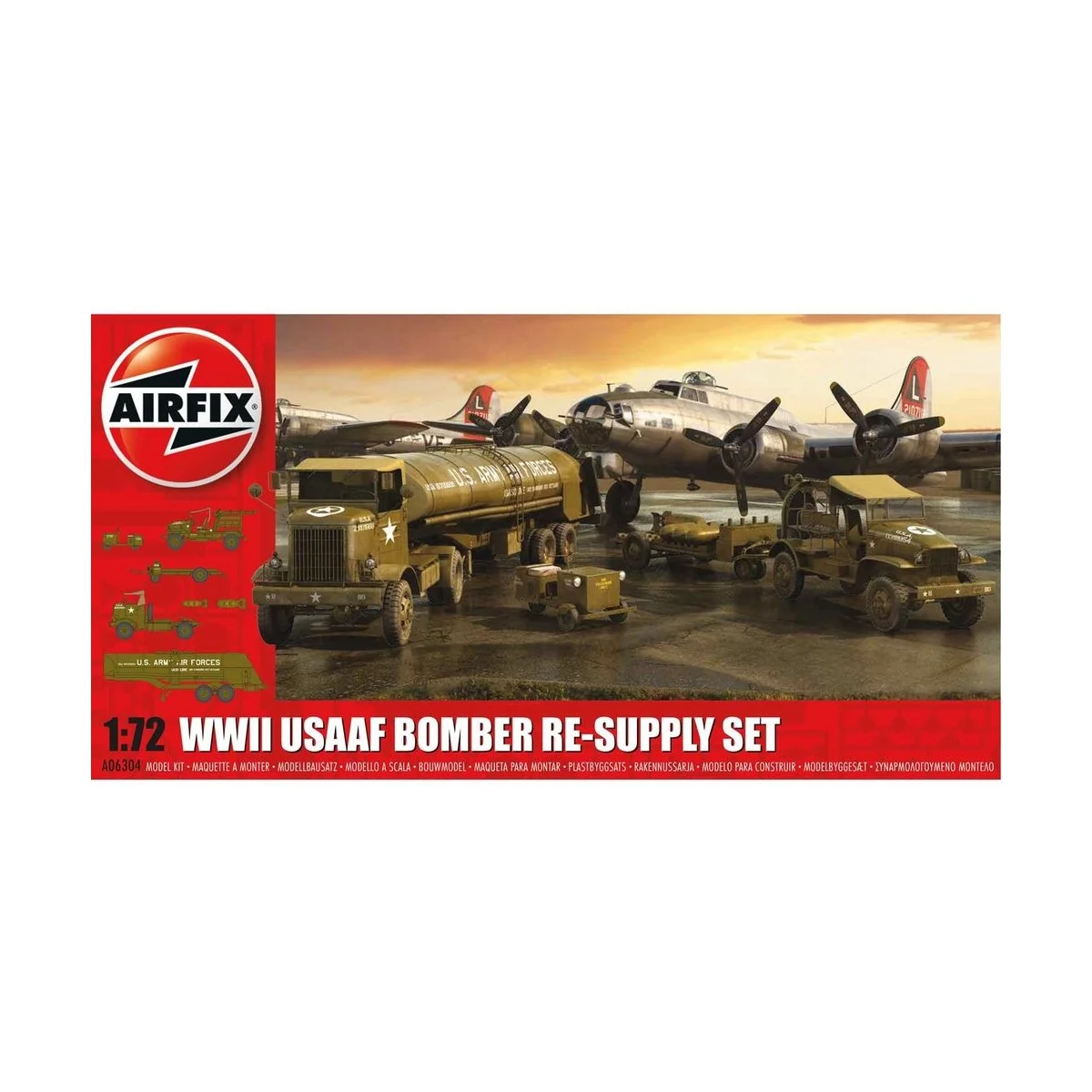 USAAF 8TH Airforce Bomber Resupply Set, 1/72 - Airfix A06304 USAAF 8TH Airforce Bomber Resupply Set, 1/72 - Airfix A06304