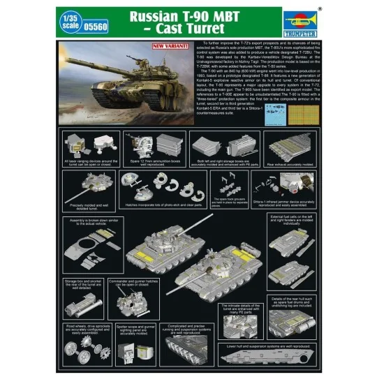 Russian T-90A MBT - Cast Turret, 1/35 - Trumpeter 05560 Russian T-90A MBT - Cast Turret, 1/35 - Trumpeter 05560