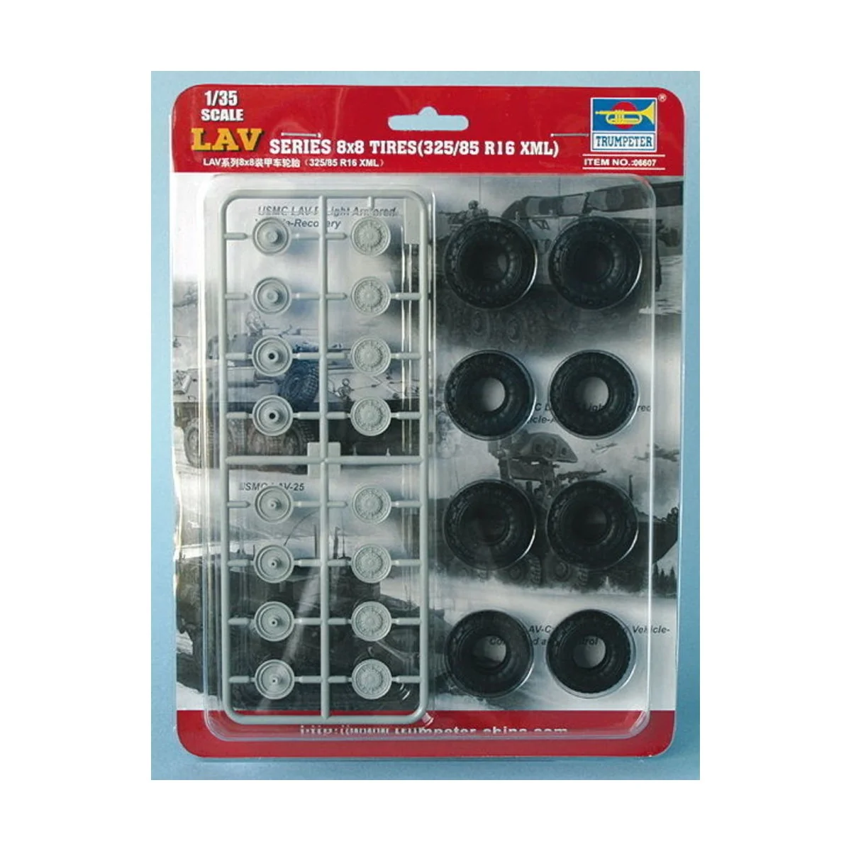 LAV Series 8x8 tires 325/85/R16 XML, 1/35 - Trumpeter 06607 LAV Series 8x8 tires 325/85/R16 XML, 1/35 - Trumpeter 06607