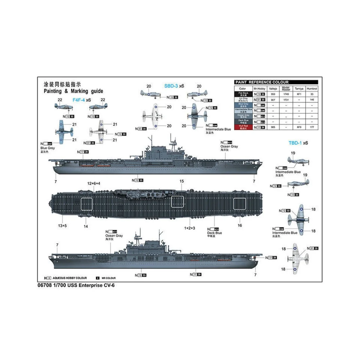 USS Enterprise CV-6, 1/700 - Trumpeter 06708