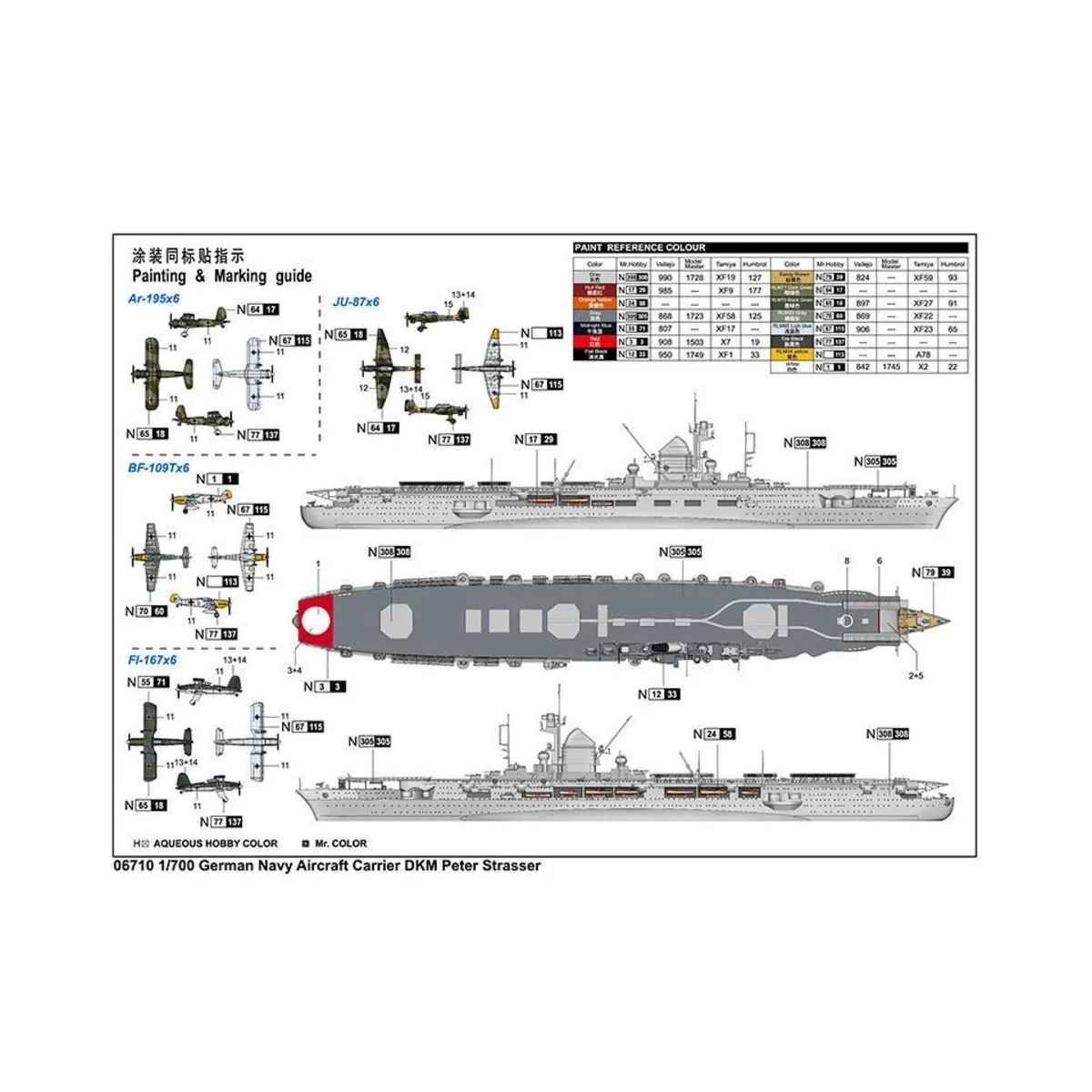 German Navy Aircraft Carrier DKM Peter Strasser, 1/700 - Trumpeter ...