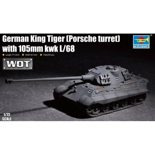 German King Tiger(Porsche turret)w.105mm kWh L/68, 1/72 - Trumpeter... German King Tiger(Porsche turret)w.105mm kWh L/68, 1/72 - Trumpeter...