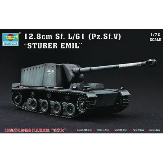 Sturer Emil 12,8 cm Sf. L/61 Pz.Sf.V - Trumpeter 07210