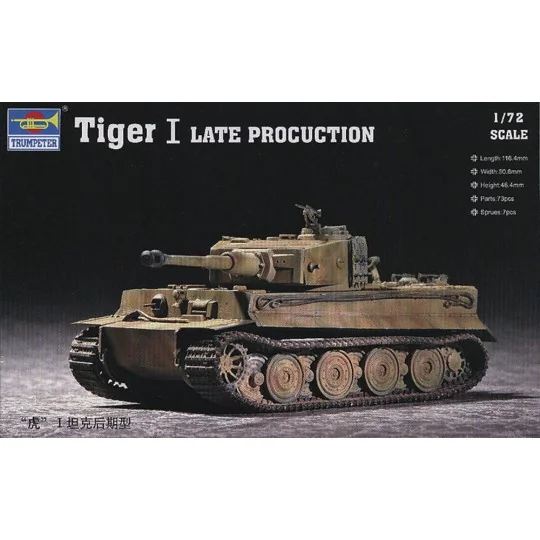 Tiger 1 Tank (Late), 1/72 - Trumpeter 07244 Tiger 1 Tank (Late), 1/72 - Trumpeter 07244