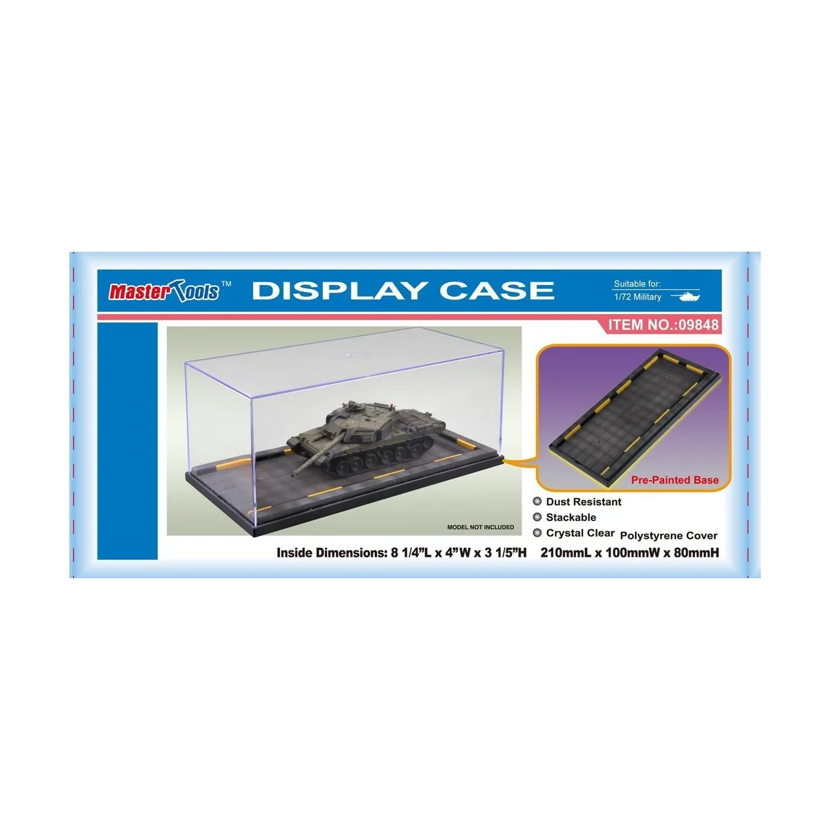 Acrylic Display Case 210 x 100 x 80mm Pre-painted Base, 1/72 - Mast...