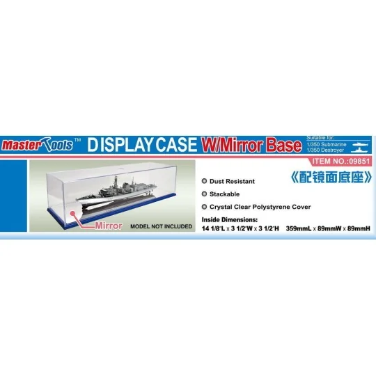 Acrylic Display Case with Mirror Base 359x89x89mm - Master Tools 09851