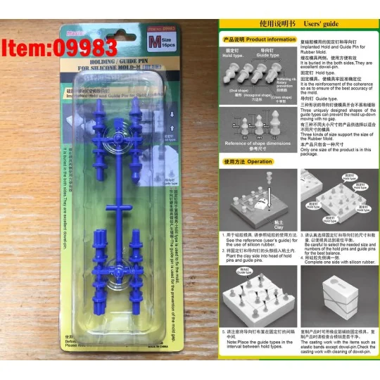 Holding/Guide pin for silicone mould-M (Blue) - Master Tools 09983