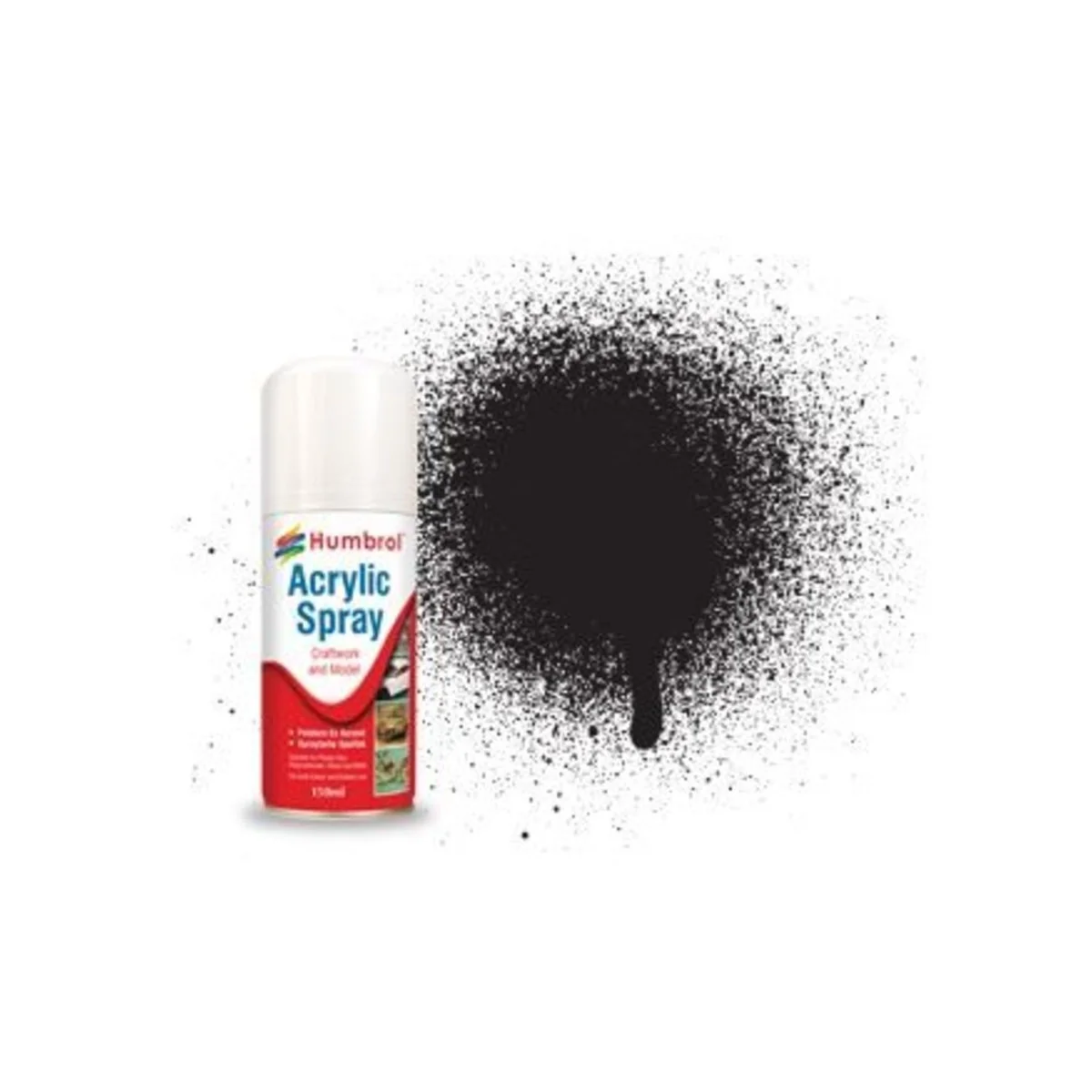 HUMBROL ACRYLIC HOBBY SPRAY 150ML No 33 Black Matt - Humbrol AD6033