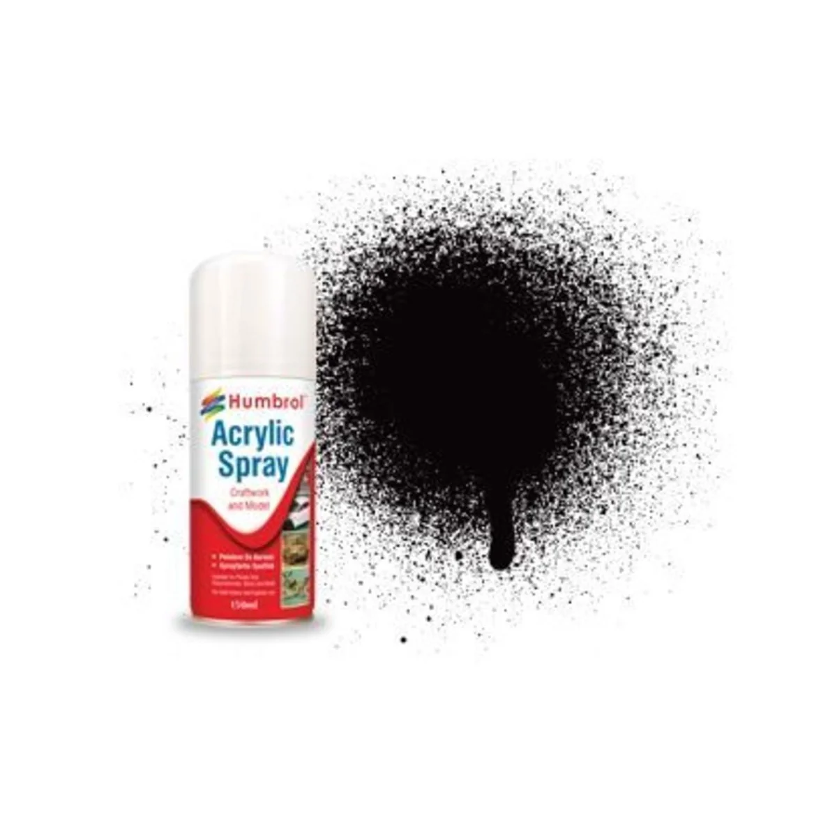 HUMBROL ACRYLIC HOBBY SPRAY 150ML No 85 Black Satin - Humbrol AD6085