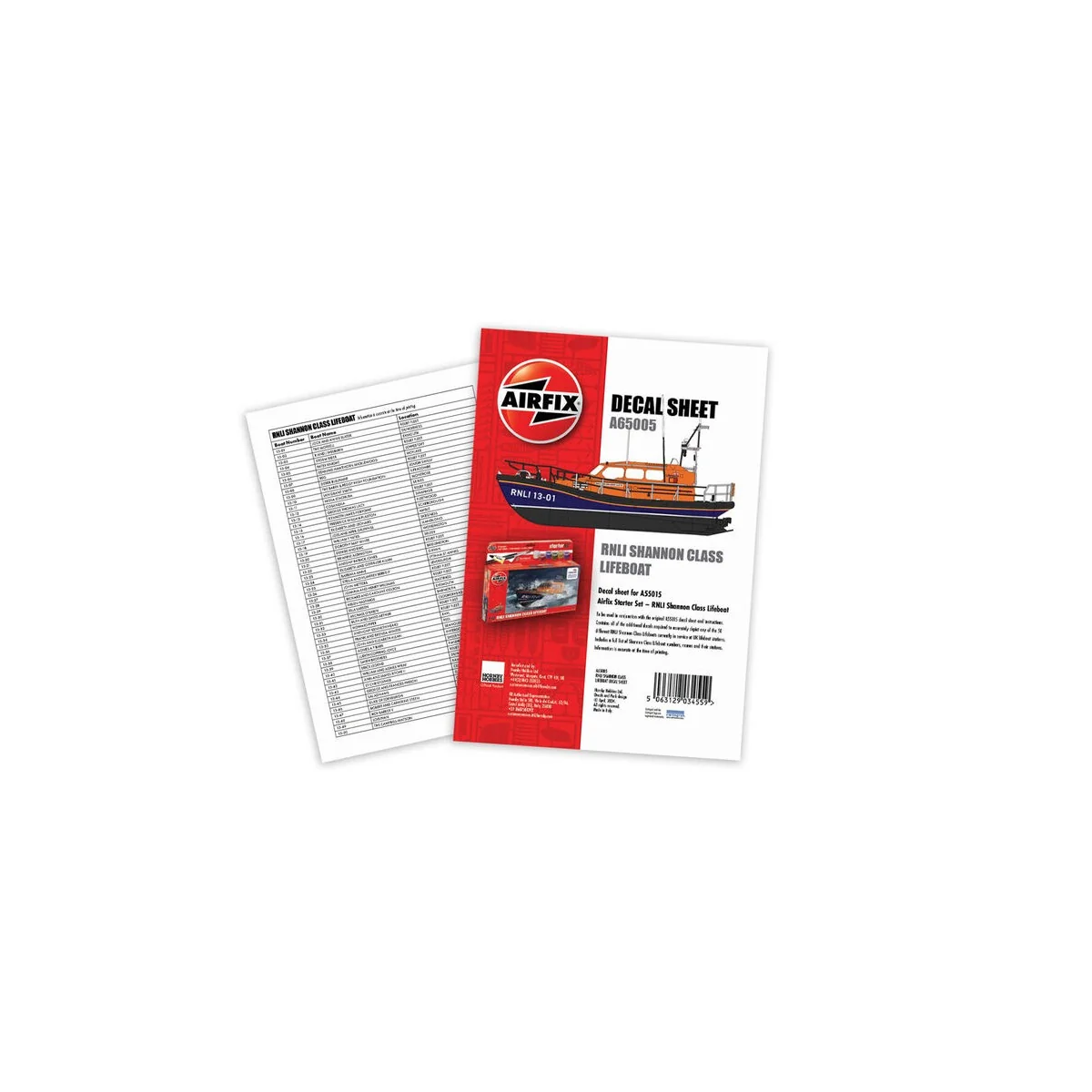 Decal Sheet - RNLI Shannon Class Lifeboat (A55015), 1/72 - Airfix A...
