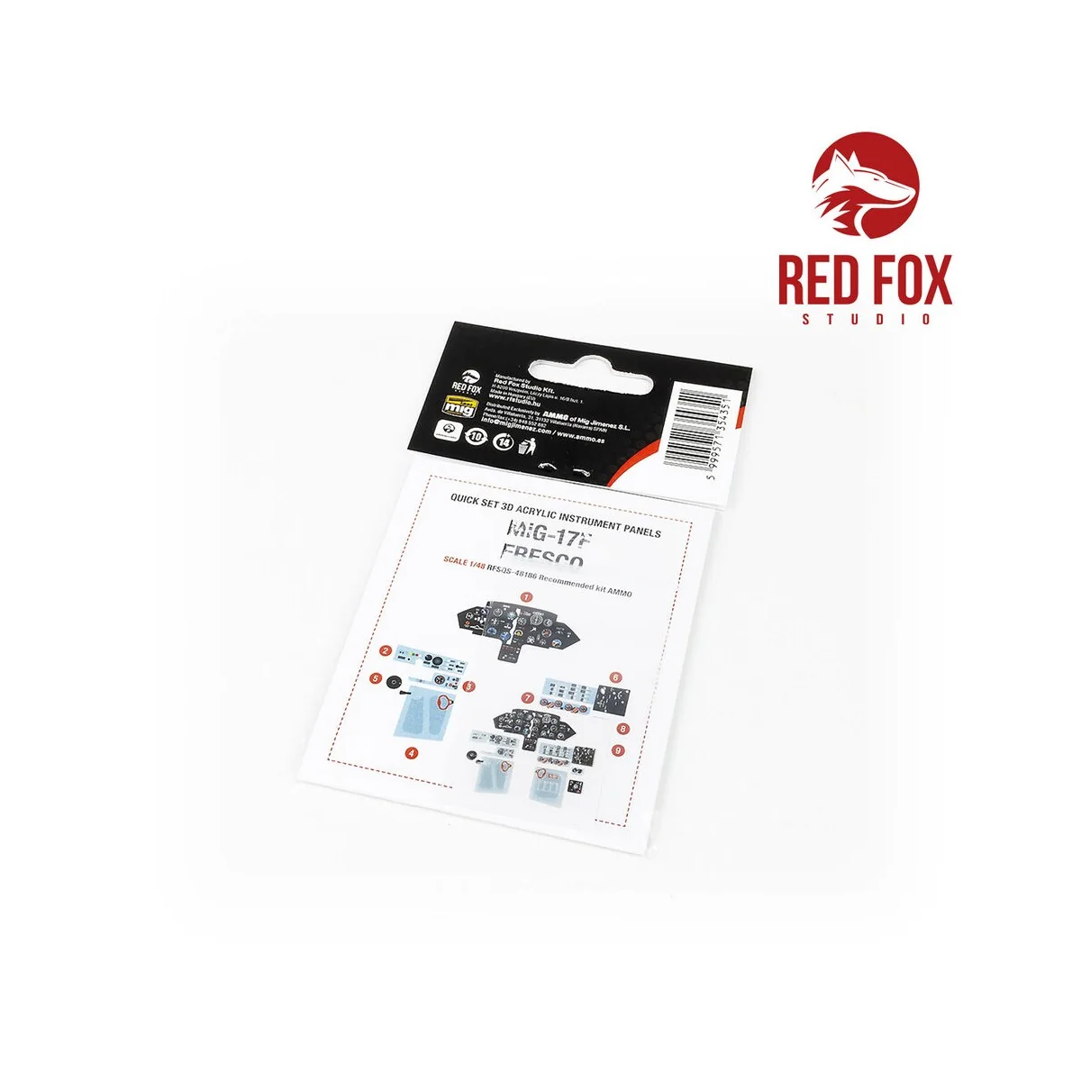 1/48 MIG 17F Fresco Quick Set 3D Acrylic Instrument Panels (for AMM...
