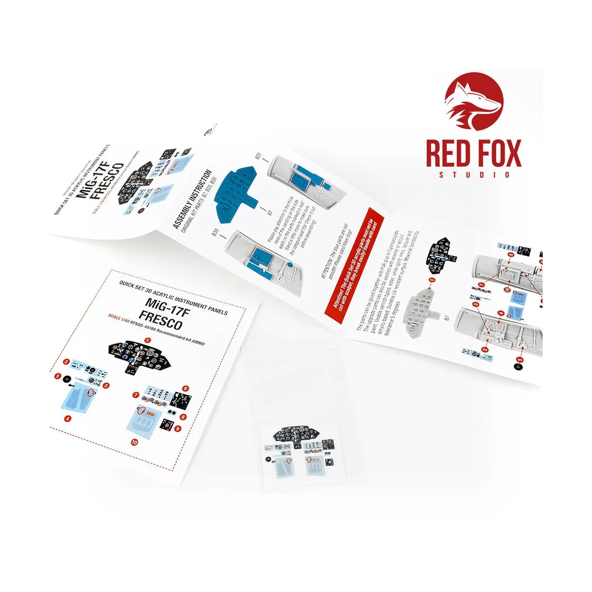 1/48 MIG 17F Fresco Quick Set 3D Acrylic Instrument Panels (for AMM...