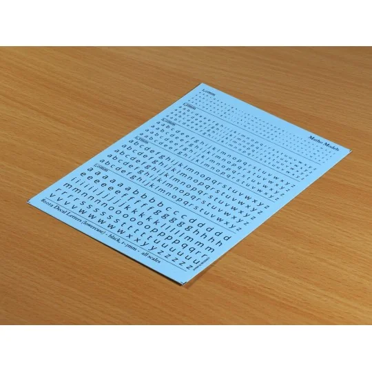 Decal Letters (lowercase) - black, 1-3mm - Matho Models 80012