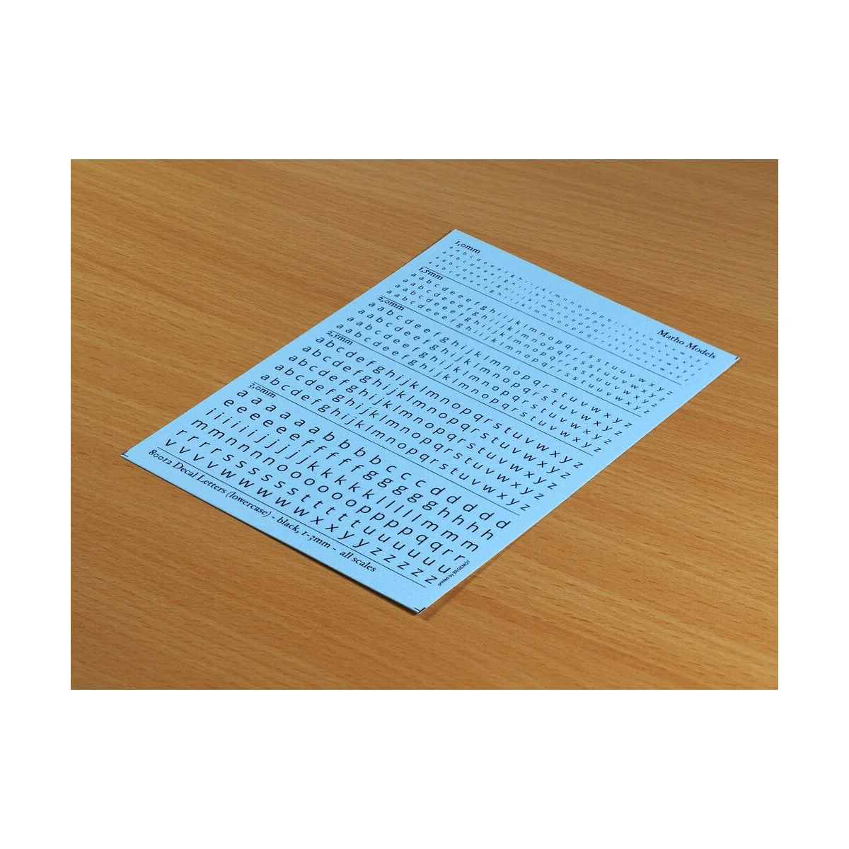 Decal Letters (lowercase) - black, 1-3mm - Matho Models 80012
