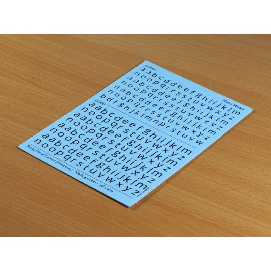 Decal Letters (lowercase) - black, 4-5mm - Matho Models 80013