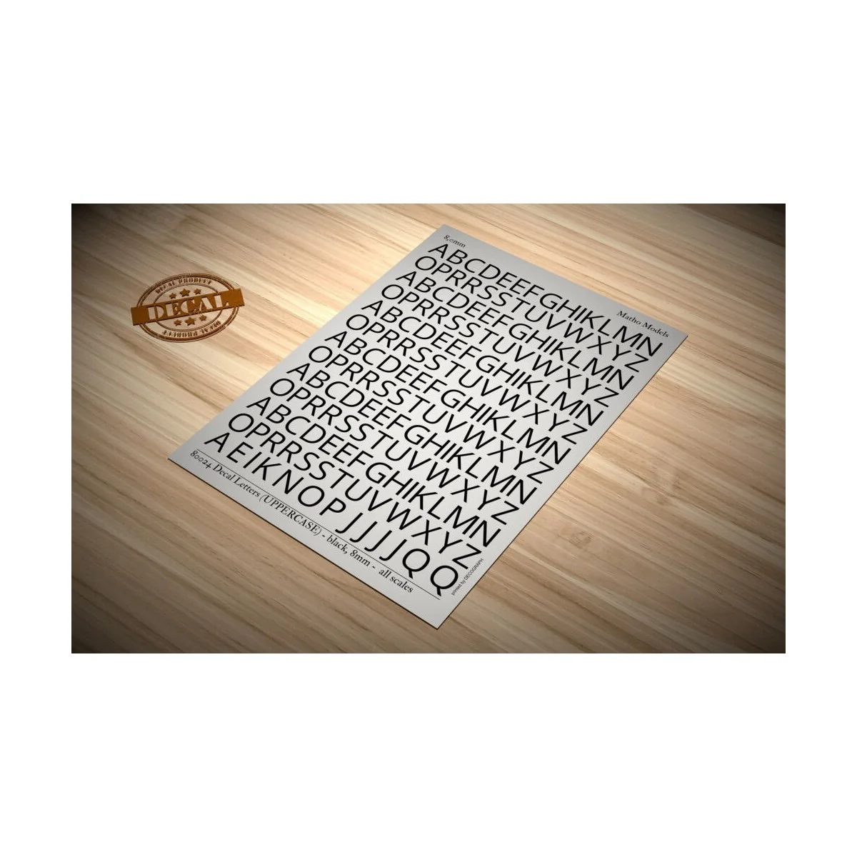 Decal Letters (UPPERCASE) - black, 8mm - Matho Models 80024 Decal Letters (UPPERCASE) - black, 8mm - Matho Models 80024