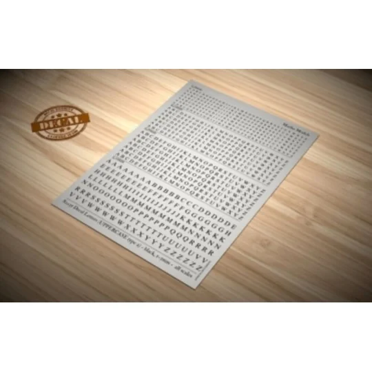 Decal Letters (UPPERCASE type 2) - black, 1.5-3mm - Matho Models 80035