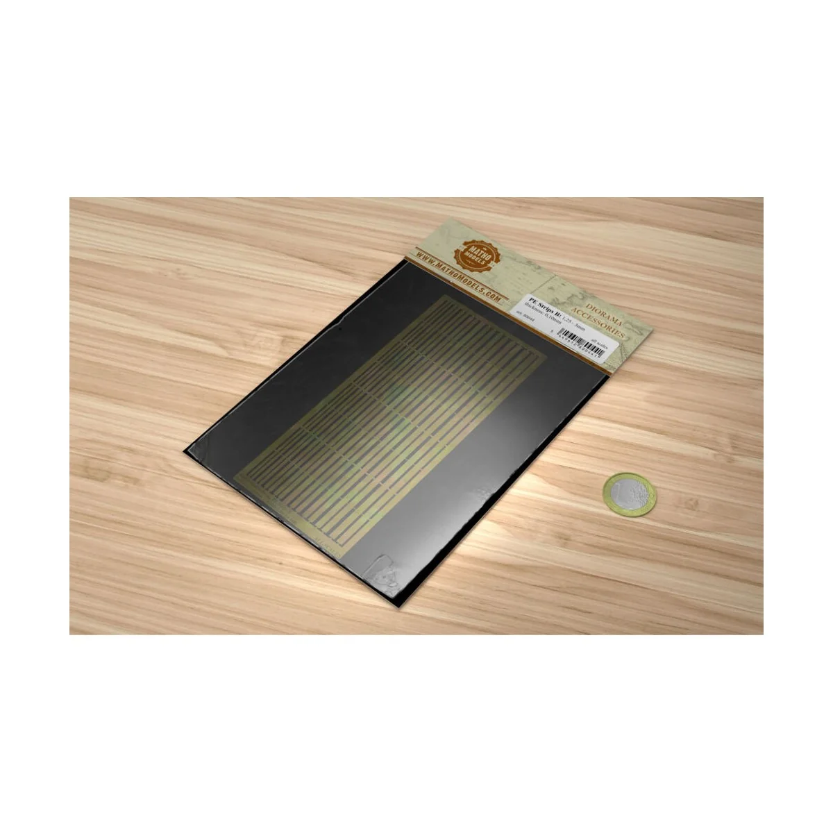 PE Brass Strips B: 1,25 - 3 mm (0,10mm thickness) - Matho Models 80044