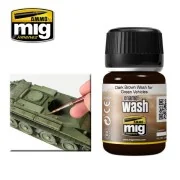 Dark Brown WASH for Green Vehicles - AMMO by MIG Jimenez A.MIG-1005