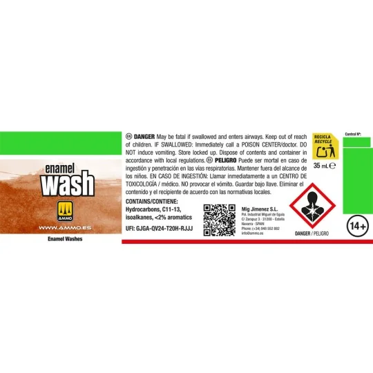 Dark Brown WASH for Green Vehicles - AMMO by MIG Jimenez A.MIG-1005