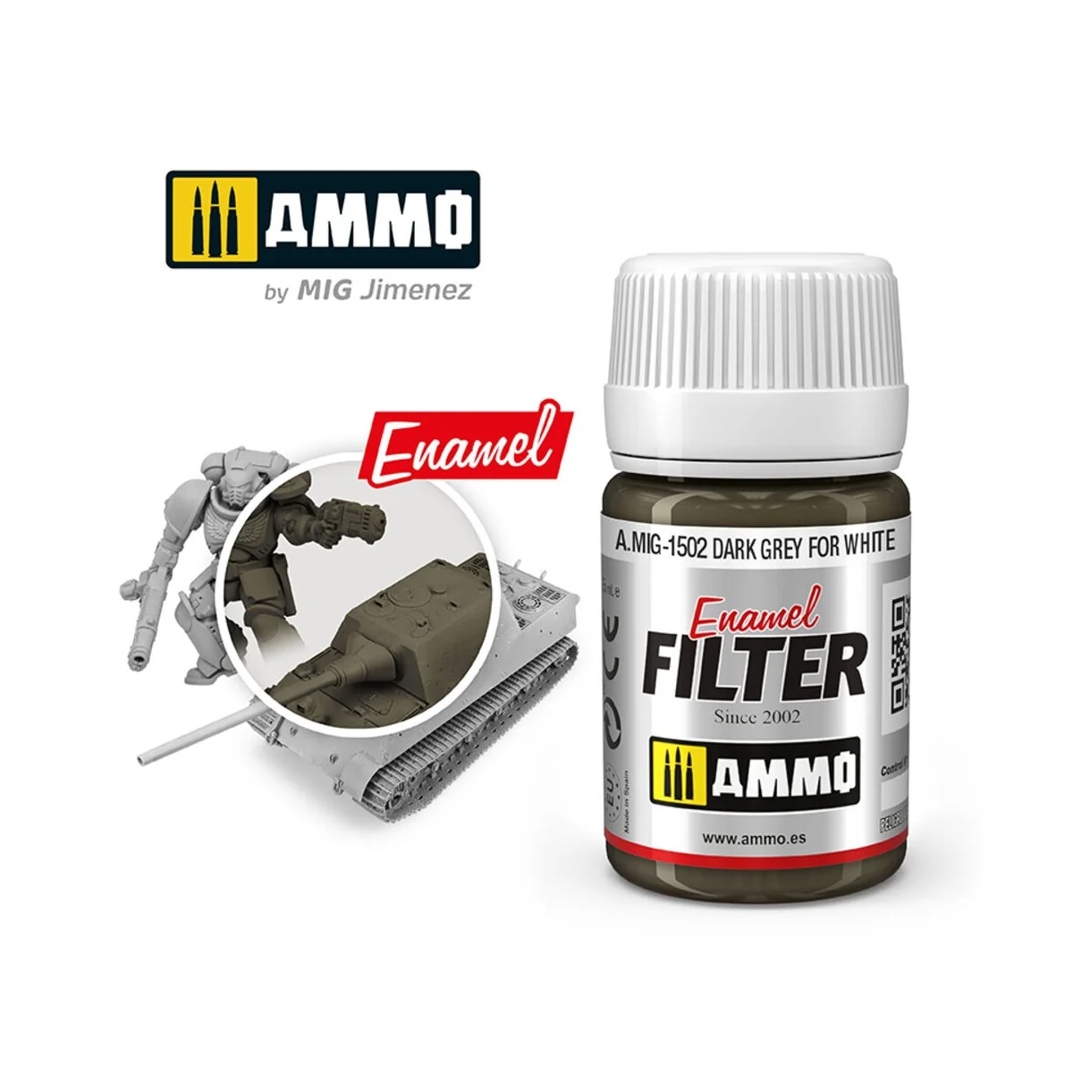 FILTER Dark Grey for White - AMMO by MIG Jimenez A.MIG-1502